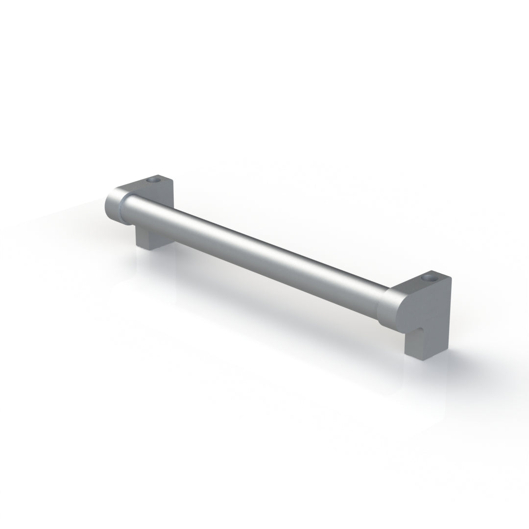 Offset ergonomic handle for mounting on framing or t-slot aluminum extrusion door or gate. 12" grip length.