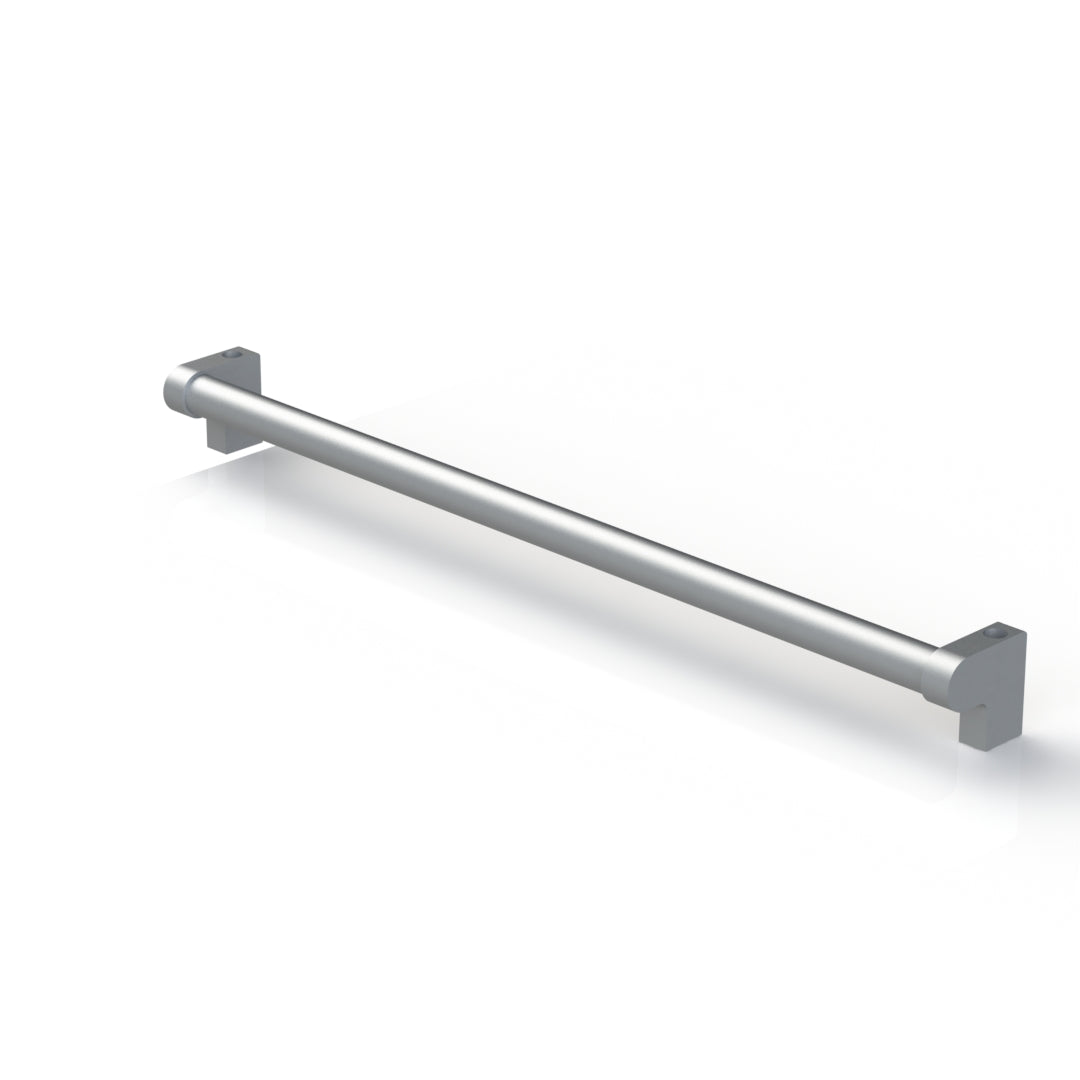 Offset ergonomic handle for mounting on framing or t-slot aluminum extrusion door or gate. 24" grip length.