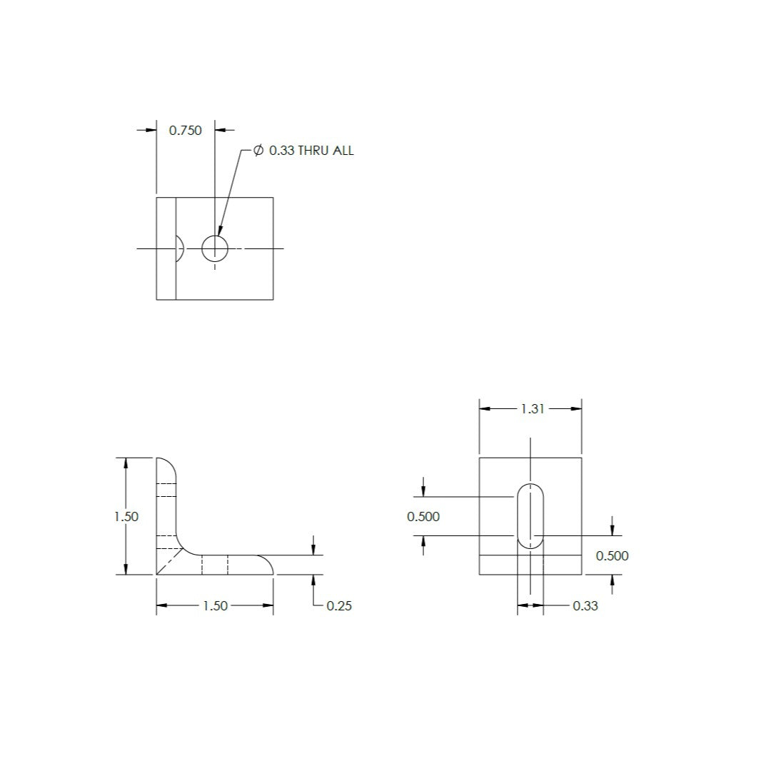 Angle; Inside Corner Bracket; 1 Hole 1 Slot; 15 Series