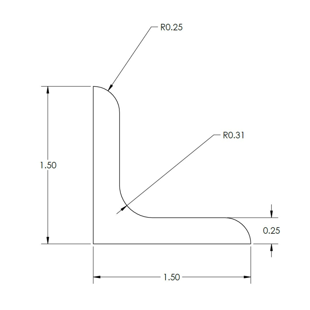 Aluminum Angle; 1.5" X 1.5"