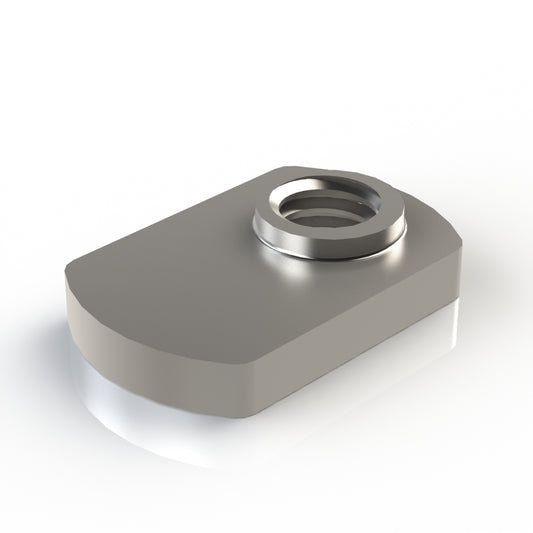 Slide-In, Stainless steel, offset thread, 15 series t-nut.  Used to create a connection point anywhere along the t-slot length.