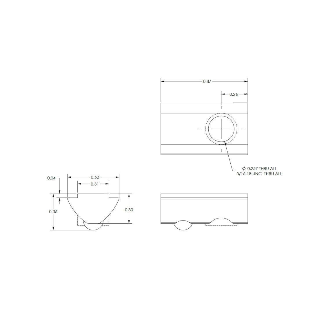 T-Nut; 15 Series; Drop-In; Ball Screw; 0.3125-18
