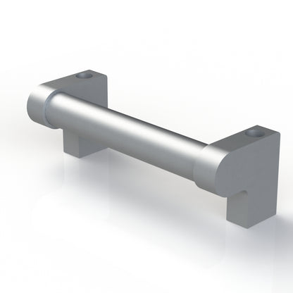 Offset ergonomic handle for mounting on framing or t-slot aluminum extrusion door or gate. 6" grip length.