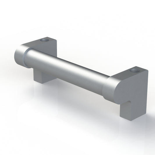 Offset ergonomic handle for mounting on framing or t-slot aluminum extrusion door or gate. 6" grip length.
