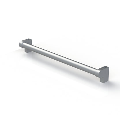 Offset ergonomic handle for mounting on framing or t-slot aluminum extrusion door or gate. 18" grip length.