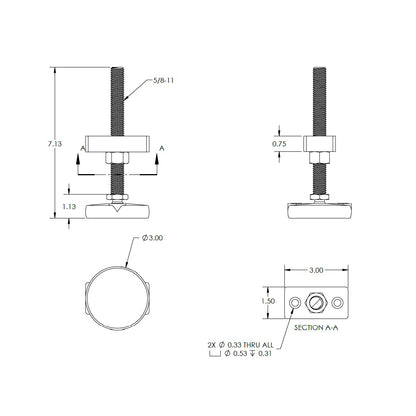 Base; Levelling Foot; Plate Mounted