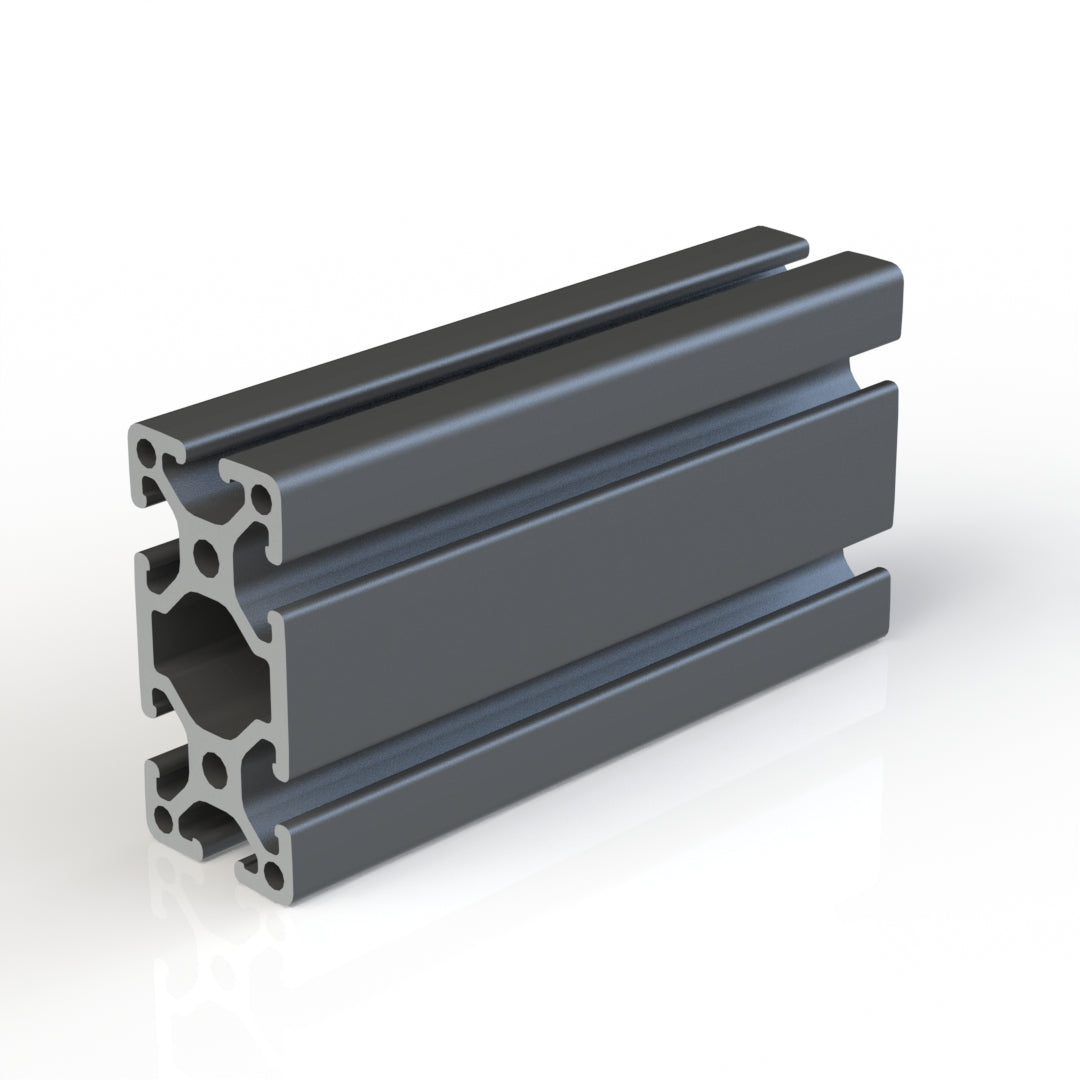 T-Slot 1530 (1.5" x 3.0") aluminum extrusion.  Cut to length with machining options - access holes, end taps, counterbore holes. Black anodized.