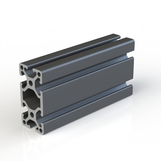 T-Slot 1530 (1.5" x 3.0") aluminum extrusion.  Cut to length with machining options - access holes, end taps, counterbore holes. Black anodized.