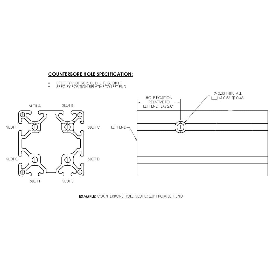 T-Slot Aluminum Extrusion; 15 Series; 8 Slots; 3.0" X 3.0"; Black