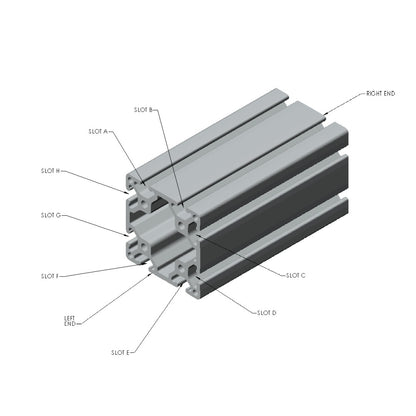 T-Slot Aluminum Extrusion; 15 Series; 8 Slots; 3.0" X 3.0"